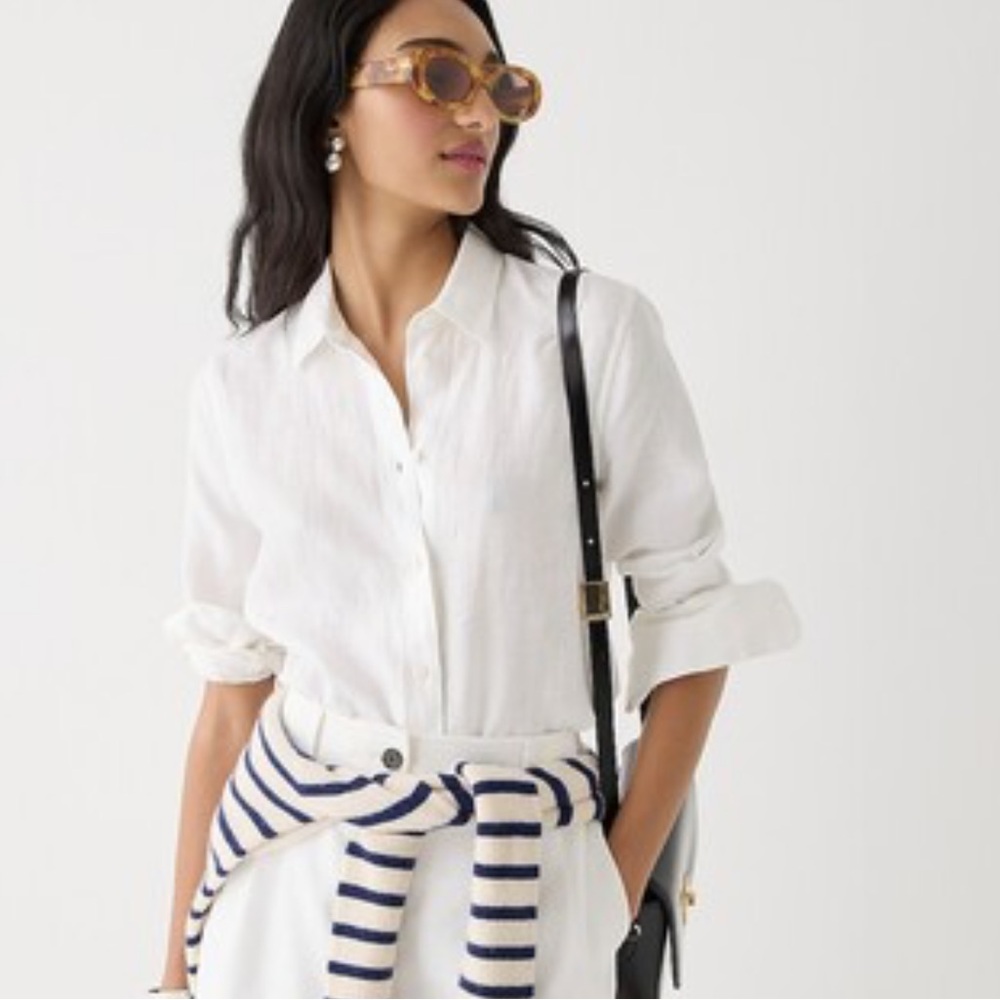 J. Crew | 100% linen white button down shirt